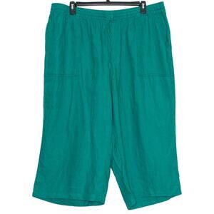Lands End Linen Pants Wide‎ Leg Crop Pull On High Rise Minimalist Plus Size 2X